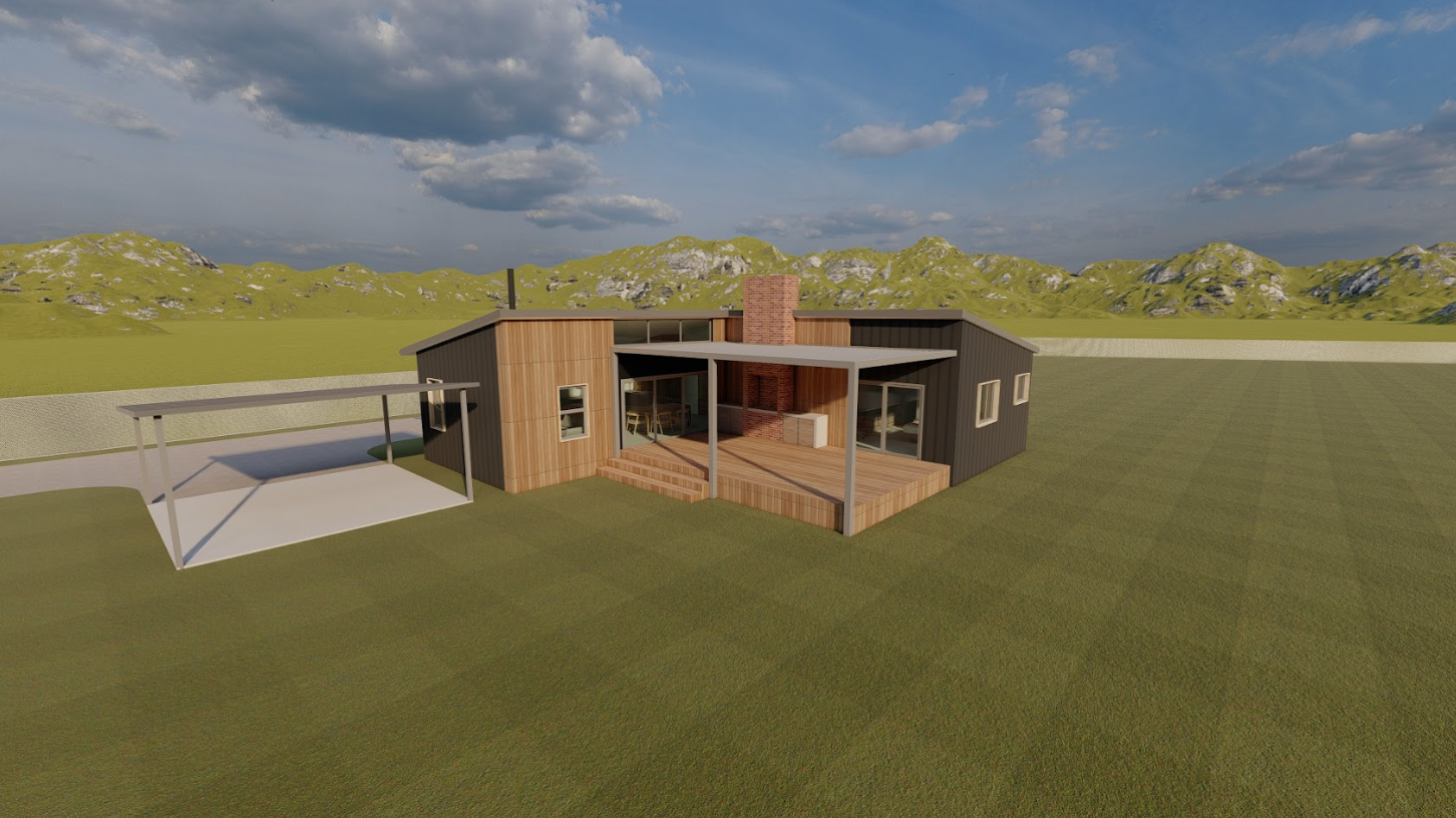 Off-Grid Living - Distant side view showing the home in its natural setting